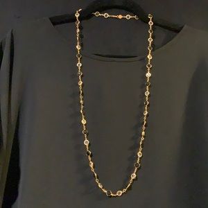 Black and White Gold Station Necklace Set